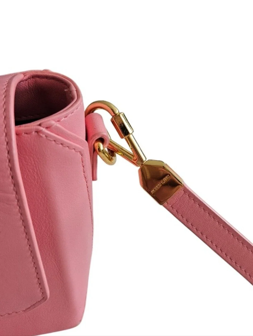 Times Arrow Pink Leather Crossbody Bag with Gold Hardware